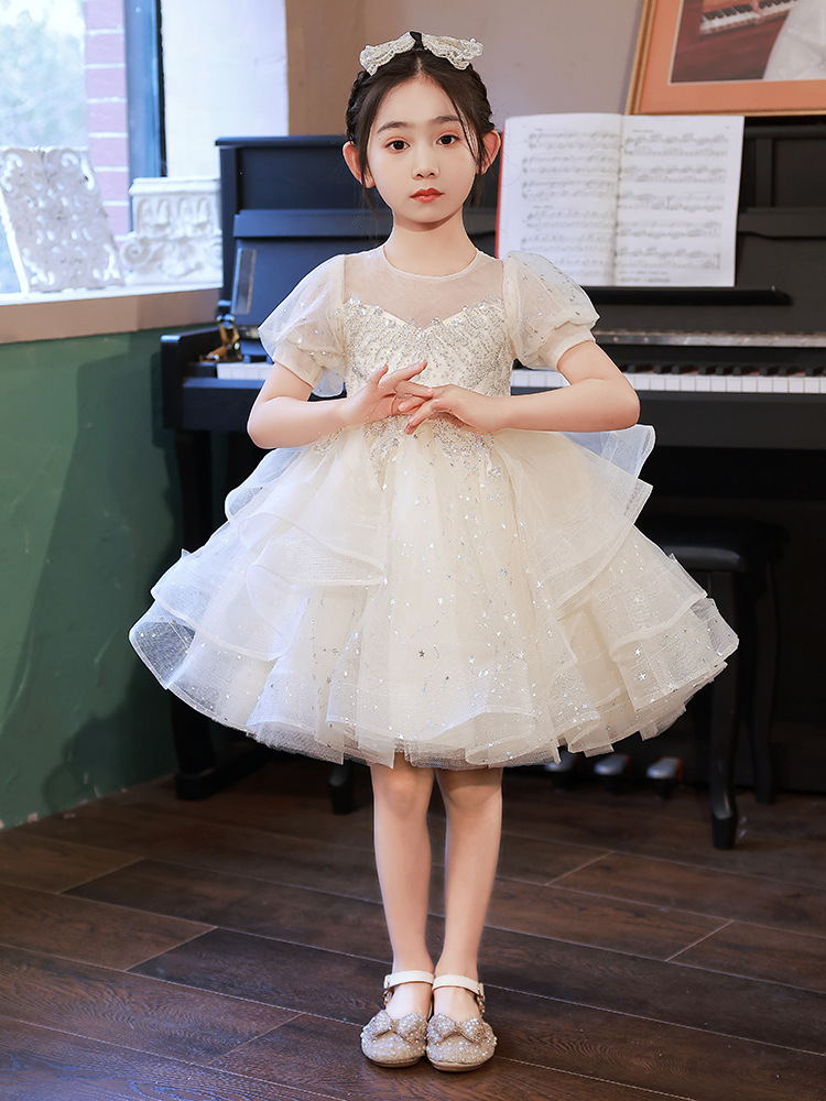 儿童礼服2022夏季新款小女孩钢琴演奏女童主持人演出服夏季