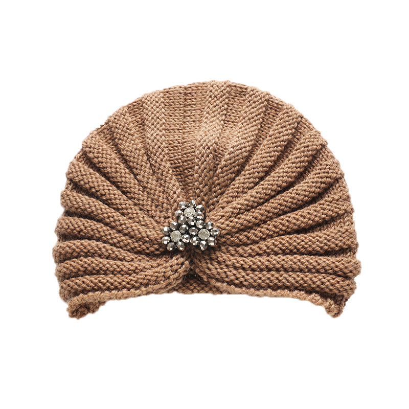 European and American round Bead Accessories Hat Wool Knitted Hat Bohemian Toe Cap Autumn and Winter Diamond Jewelry Pullover Hat Indian Hat