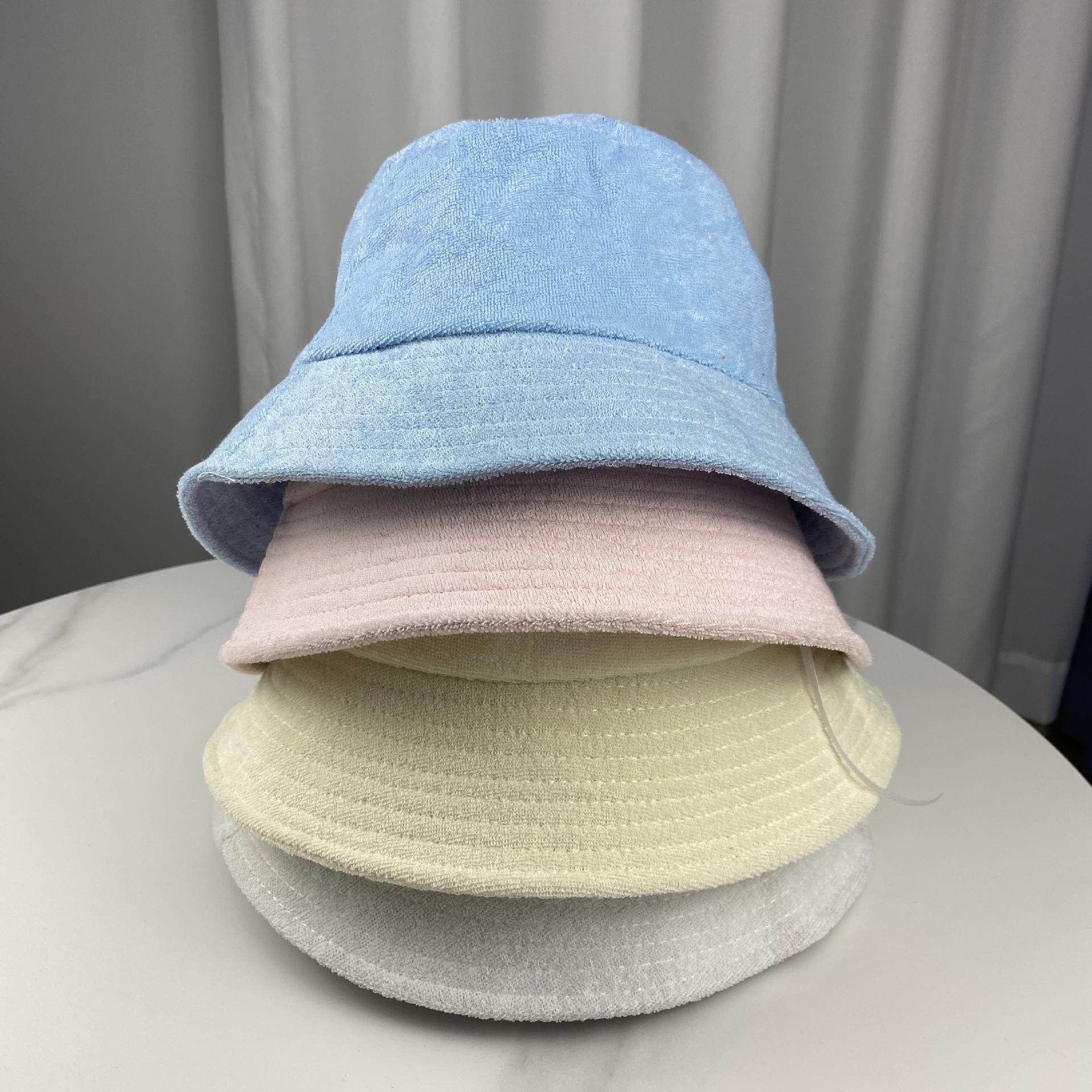 跨境毛巾布渔夫帽盆帽柔软户外遮阳帽防晒保暖休闲盆帽情侣可戴