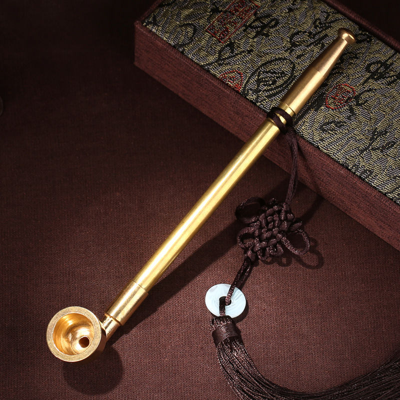 传统老式旱烟袋铜手工烟大锅子紫铜烟袋东北老人可调节烟斗