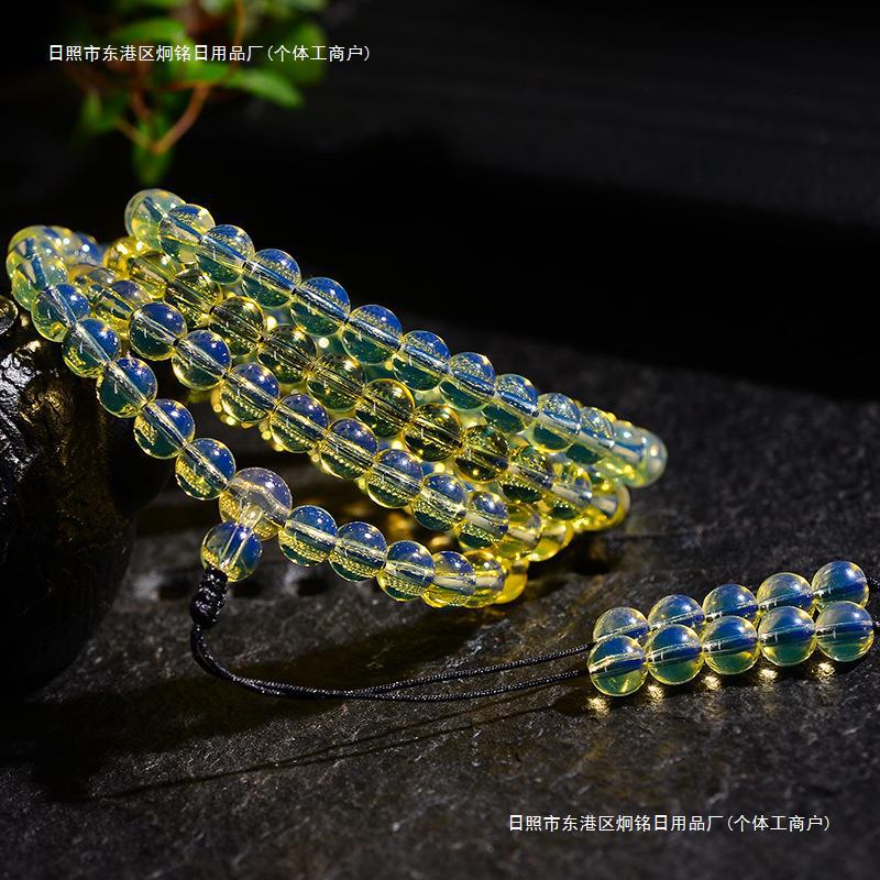 厂家批发 多米尼加蓝珀手串手链108颗佛珠多圈手链 圆珠男女款