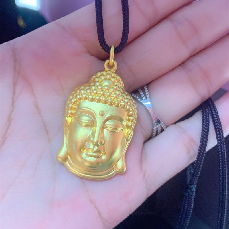 黄金佛吊坠古法999足金佛头项链如来佛3d硬金佛头纯金挂坠