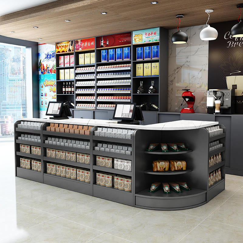超市玻璃收银台母婴店吧台药店柜台店铺小型转角便利店烟酒柜组合