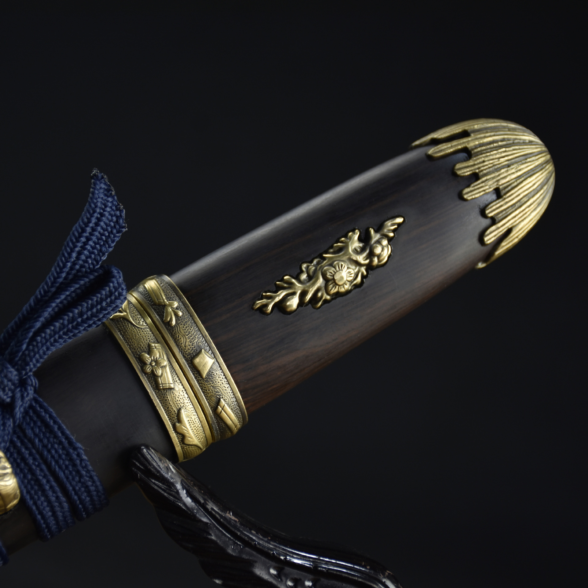 龙泉市刀剑花纹钢手工锻打短唐横刀一体影视短刀防身冷兵器未开刃