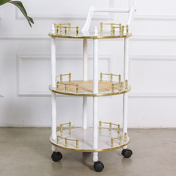 酒店餐厅送餐车双层实木酒水车茶水车点心车蛋糕车4s店移动小推车