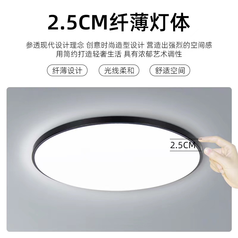 Ceiling Lamp LED Light Luxury Bedroom Light Ultra-Thin Lamp in the Living Room Corridor Light Balcony Three-Proof round Ceiling Lamp Wholesale