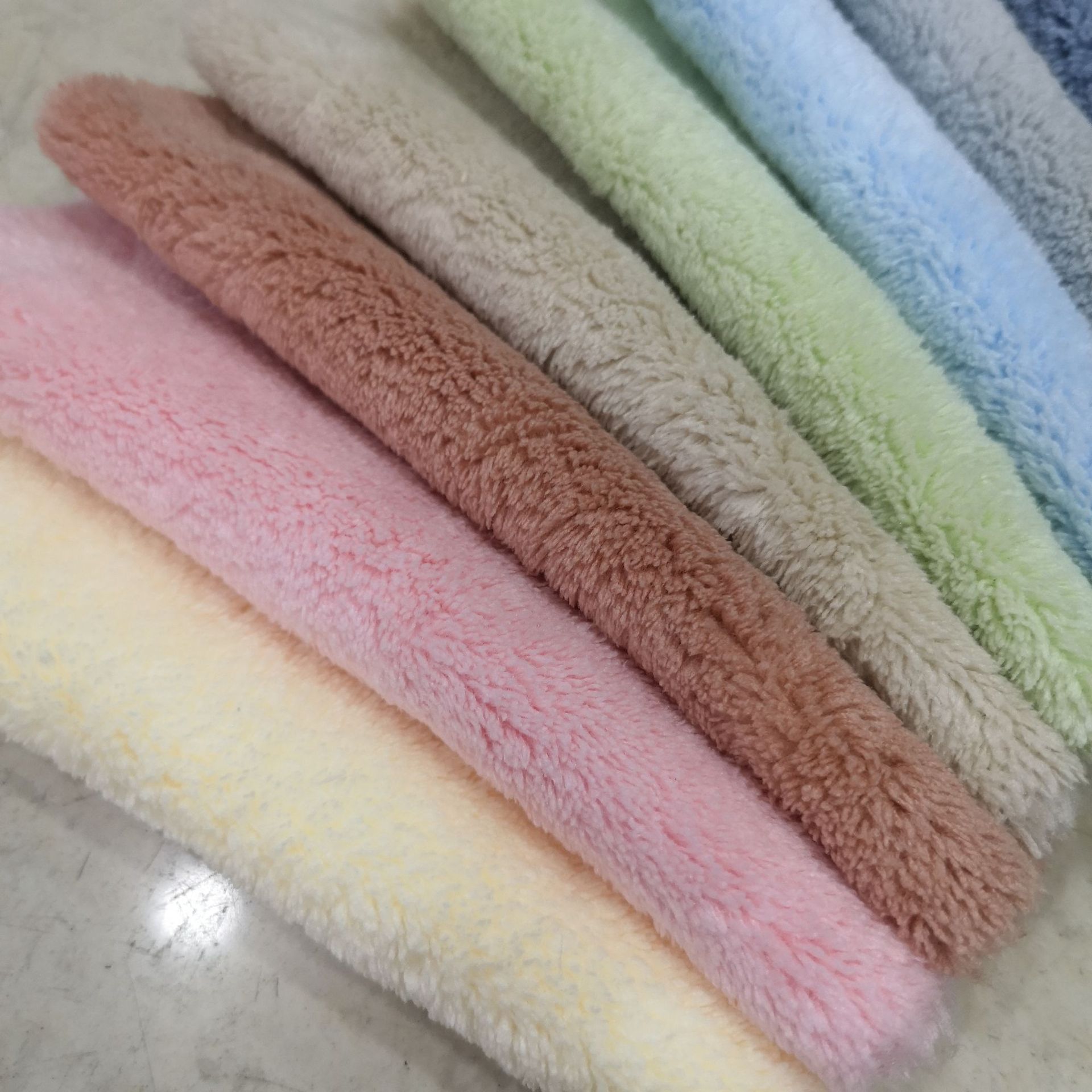 现货 锦涤双面珊瑚绒面料 加厚强吸水毛巾布 家居服浴袍毛巾面料