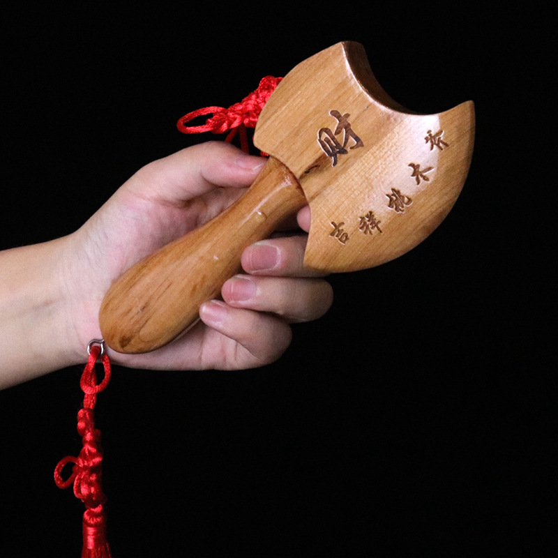 原色桃木斧子挂件摆件结婚斧头木雕搬家乔迁家居批发景区直播货源