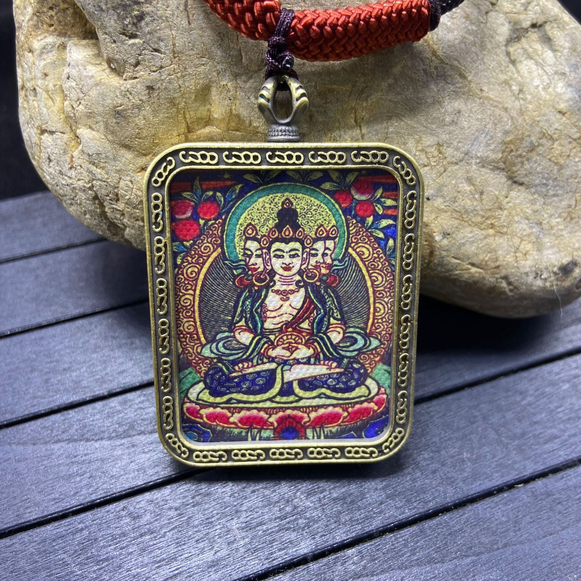 唐卡噶乌盒八大守护神吊坠千手观音大日如来尼泊尔唐卡嘎乌盒挂坠