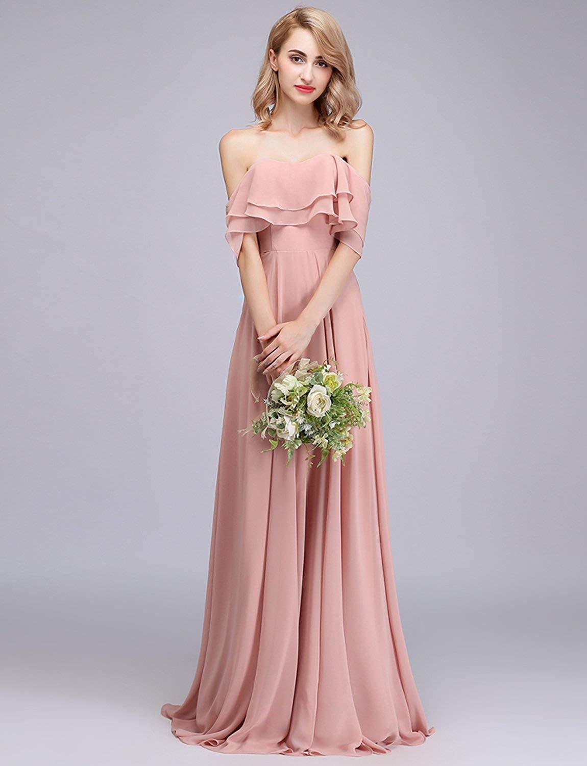 2021新款伴娘服性感无肩带抹胸荷叶边长款礼服宴会主持人晚礼服女