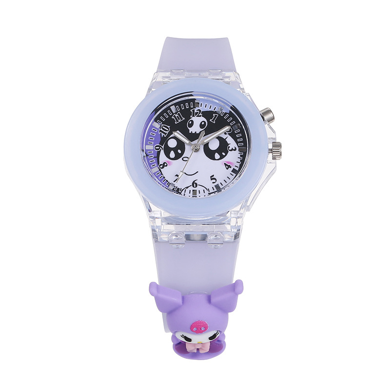 Sanrio Cartoon Children Watch Children's Primary School Student Colorful Glowing Luminous Silicone Strap Doll Electronic Watch