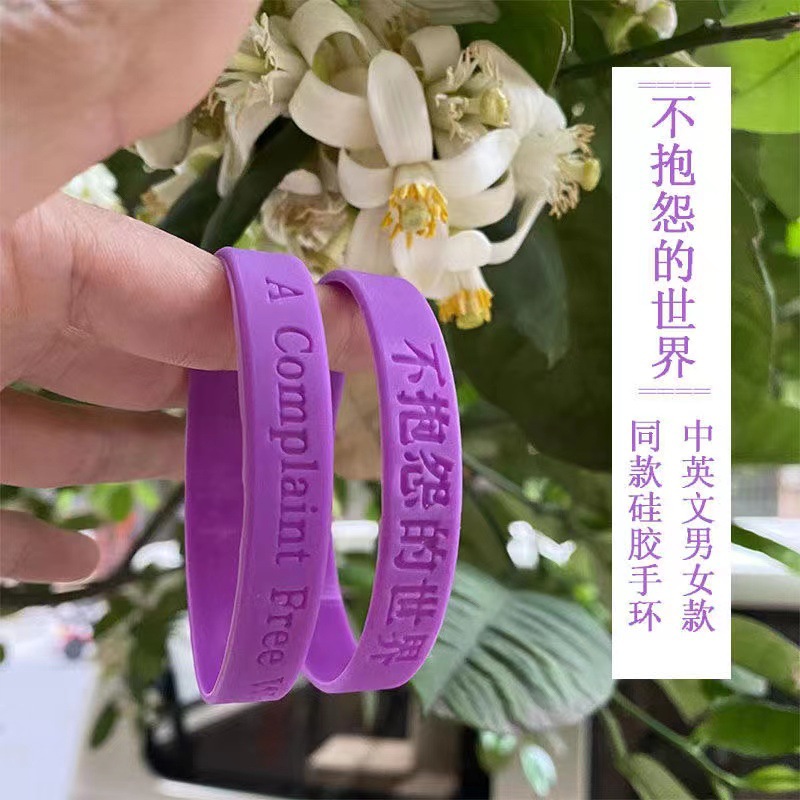 不抱怨的世界紫色手环抑郁症手环硅胶手环毕业高考中考加油小礼物