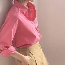 粉色衬衫女小个子叠穿2024春季新款设计感小众外穿别致职业白衬衣