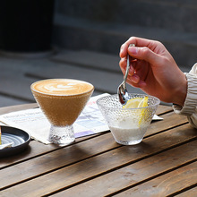 金边日式果汁杯锤目纹玻璃杯家用饮料杯甜品杯燕窝盅牛奶杯雪糕碗