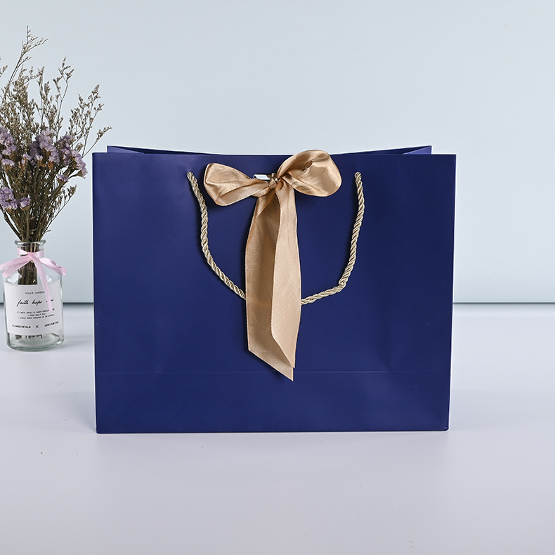 现货方形丝带款手提纸袋定制礼品礼物服装店衣服女装包装袋印logo