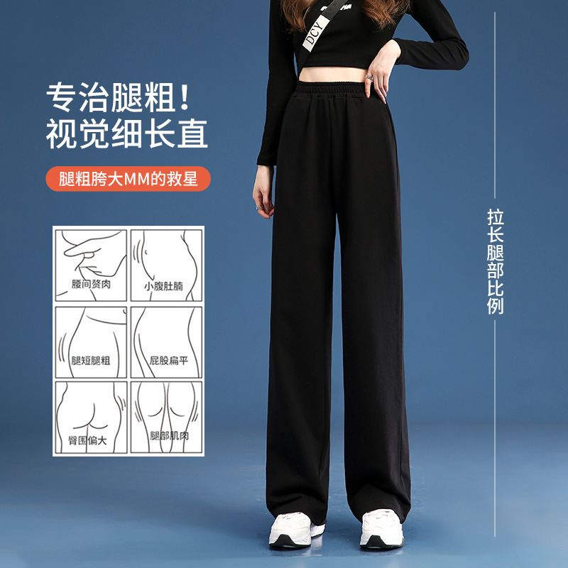 Casual Wide-Leg Pants for Women Summer High Waist Trousers 2023 New Loose Temperament Straight Spring and Autumn Narrow Version Mop Pants