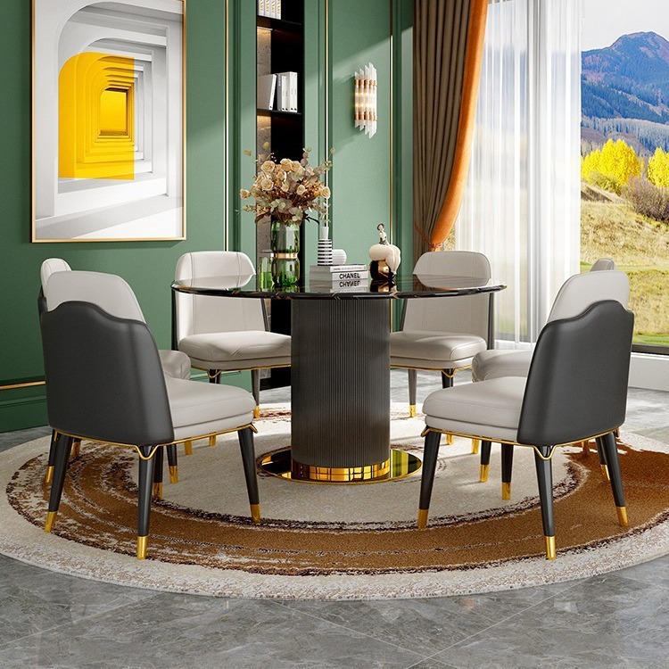 唐绣tjlc8026意式轻奢极简豪华住宅家具现在大小户型圆形餐桌