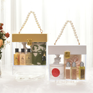 新款透明亚克力结婚伴手礼礼品盒创意珍珠手提闺蜜生日礼物包装盒