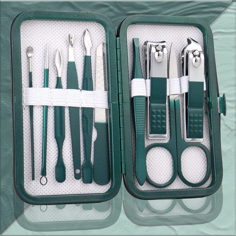 Green Nail Clippers Wholesale Pedicure Knife Full Set of Nail Scissors Boxes Manicure Implement Nail Clippers Suit Manicure