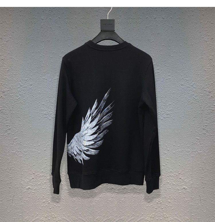 美潮new us amiri宽松休闲嘻哈高街破洞ins翅膀印花圆领卫衣男女
