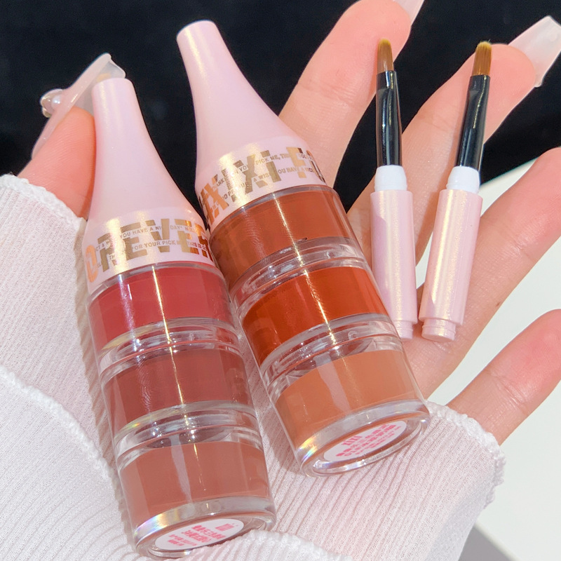 xixi叠叠乐三色 唇泥口红雾面丝绒唇彩平价持久显色女学生党平价