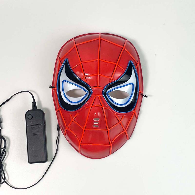 Led Luminous Cold Light El Plastic Spider-Man Mask Iron Man Captain America Marvel Party Performance Props