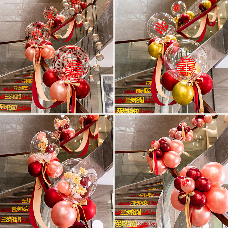 Wedding, Marriage Stair Handrail Decorative Creative Romantic Wedding Room Layout Set Internet Celebrity Wedding New House Balloon Latte Art