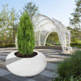 厂家玻璃钢花盆商场花坛售楼部户外花池圆形落地大花钵种植池花箱