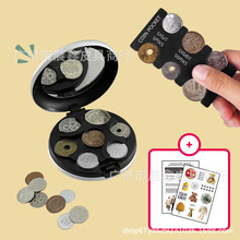 日式硬币夹日币圆形硬币盒铝合金日元收纳分类神器零钱包