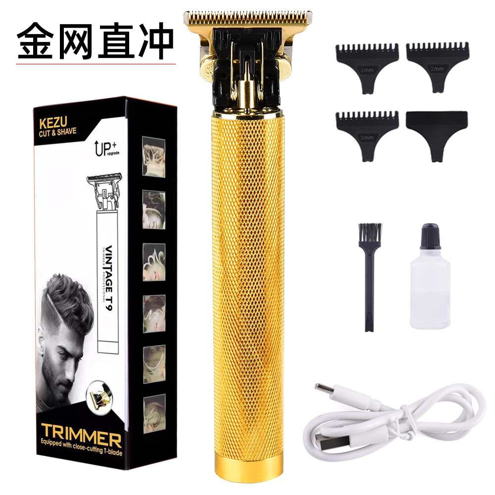 electric hair clipper T9 Hair Clipper Electric Clippers Wholesale Cross-Border New Arrival Electric Clipper Men's Vintage Carving Modeling Oil Head Scissors Family