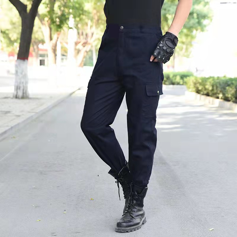 Pure Cotton Work Pants Men's Anti-Scald Stain-Resistant Spring and Autumn Labor Protection Pants Loose Multi-Pocket Work Pants Auto Repair Welding Overalls