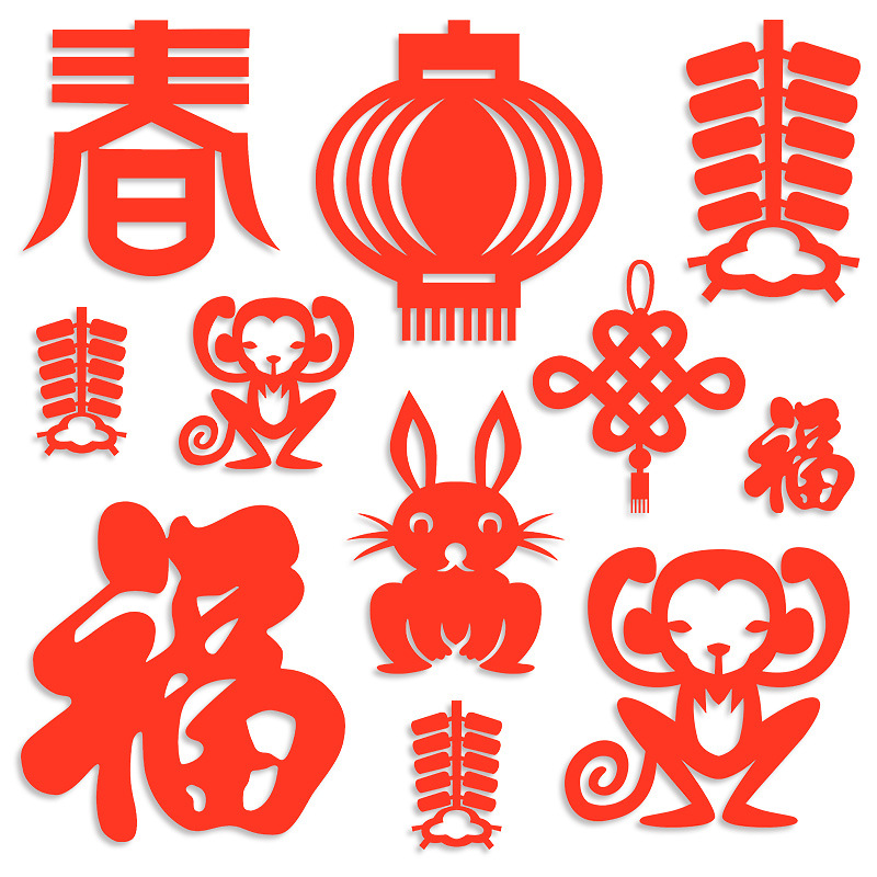 风春节剪纸儿童手工窗花纸剪纸图案底稿幼儿园小学生diy材料包传