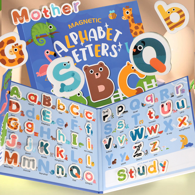 儿童益智早教26个大小写英文字母磁性卡片配对练习玩具拼单词游戏