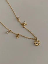 按周末韩国饰品925银温柔气质花朵小蜜蜂吊坠锁骨链可叠戴项链女
