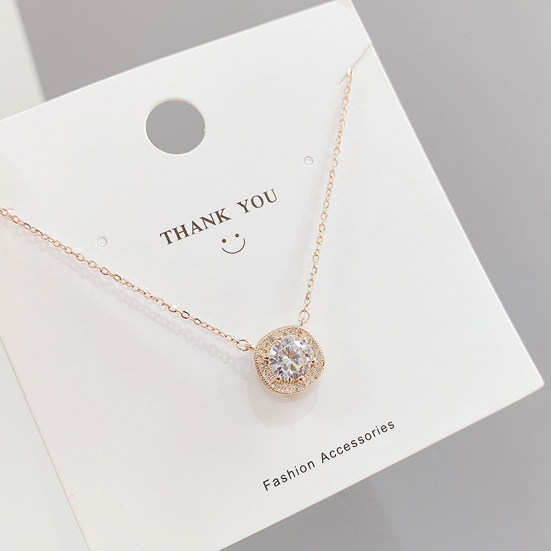 Korean Style Micro Zircon-Laid Necklace Female Special-Interest Design Douyin Online Influencer Live Broadcast Clavicle Chain Gift Ornament Source Factory