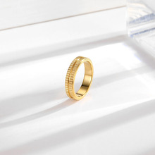 冷淡风高级感齿轮纹理钛钢戒指女18k金色食指网红个性指环潮饰品