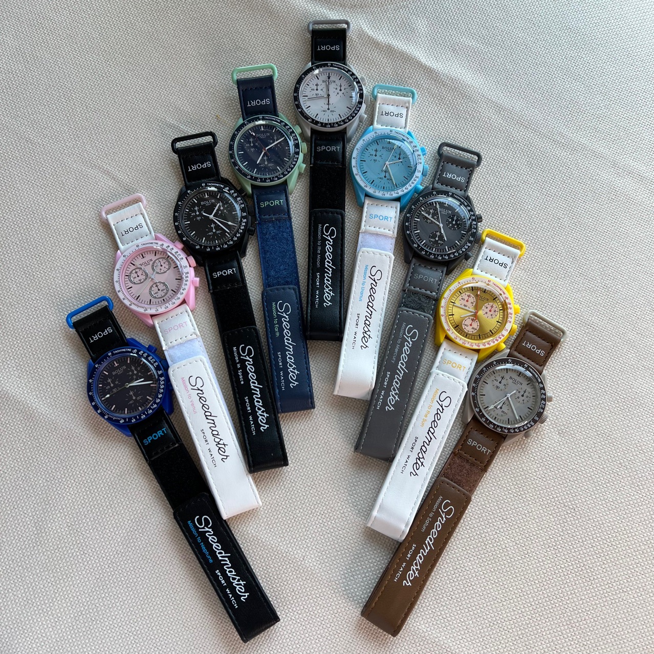 博伦新款布带休闲腕表大盘潮流学生手表糖果色静音初高中生装饰表