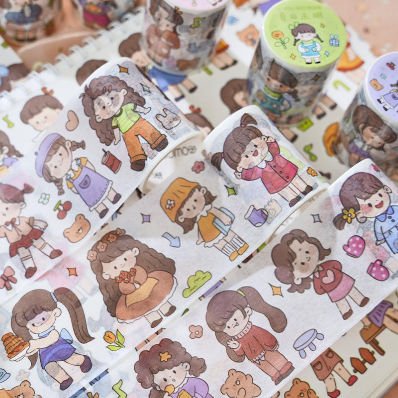 小麻薯手帐胶带类似系列手账和纸胶带带底纸女孩文字手账素材贴纸