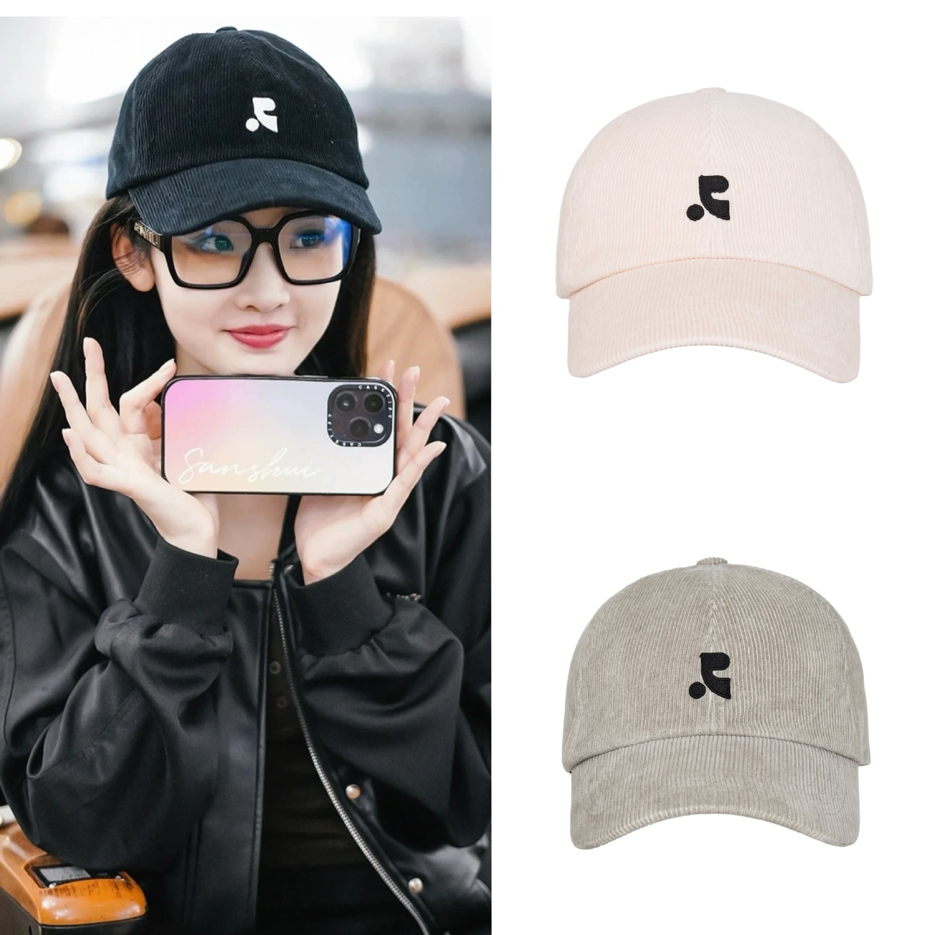 韩国小众张淼怡同款 刺绣灯芯绒棒球帽男女鸭舌帽子-阿里巴巴