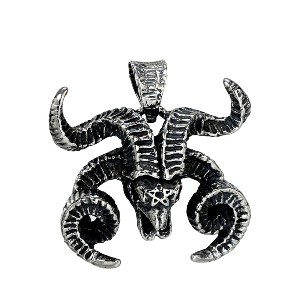 外贸饰品批发 个性复古魔鬼山羊头阿努比斯男士钛钢吊坠项链-阿里巴巴