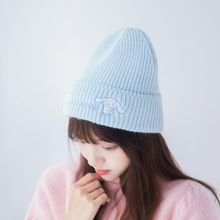三丽鸥正版授权高顶单色针织帽卡通可爱帽子冬季保暖学生女士盆帽