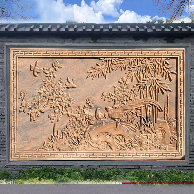 大理石浮雕石雕传统壁画雕刻窗花青石镂空影壁墙雕刻