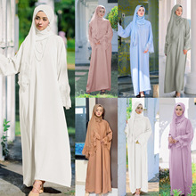 M189#无钻七色中东外贸女装穆斯林女士长袍马来印尼连衣裙配头巾