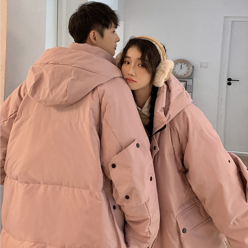 Mid-Length down Jacket Men's and Women's Winter New Oversize over the Knee Couple Workwear Hooded Thickened Baggy Coat