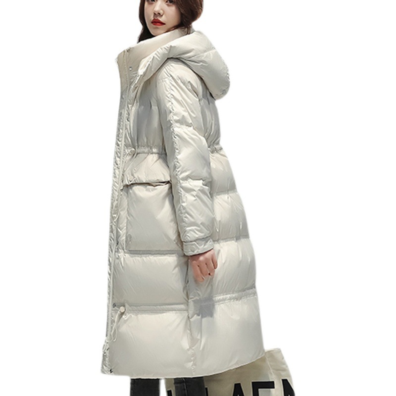 Cross-Border Amazon New Down Jacket Women's Mid-Length Korean Style Loose Thick White Duck down Winter Clothing Coat