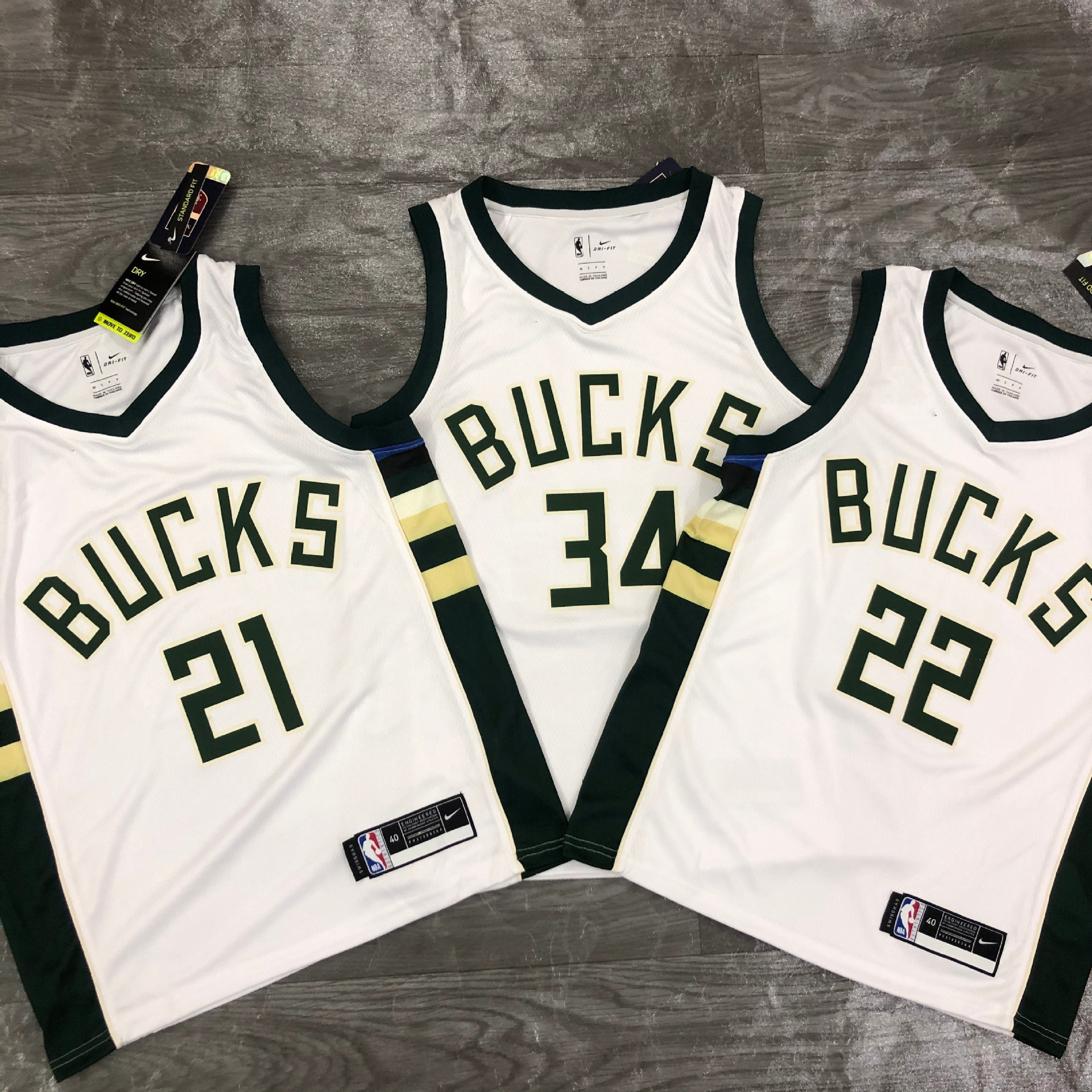 nba球衣21赛季 雄鹿队 bucks 主场 白色篮球服一件代发