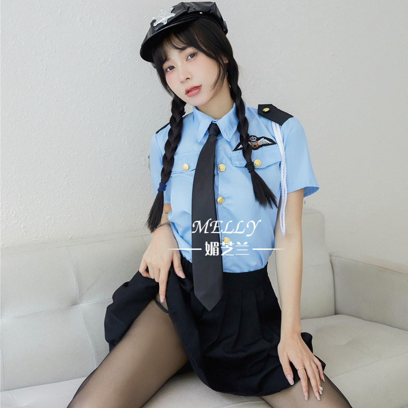 媚芝兰情趣内衣性感女警制服诱惑色扮演职业空姐百褶短裙挑逗套装