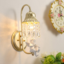 美式水晶壁灯客厅床头镜前灯现代走廊过道灯卧室创意欧式北欧灯具
