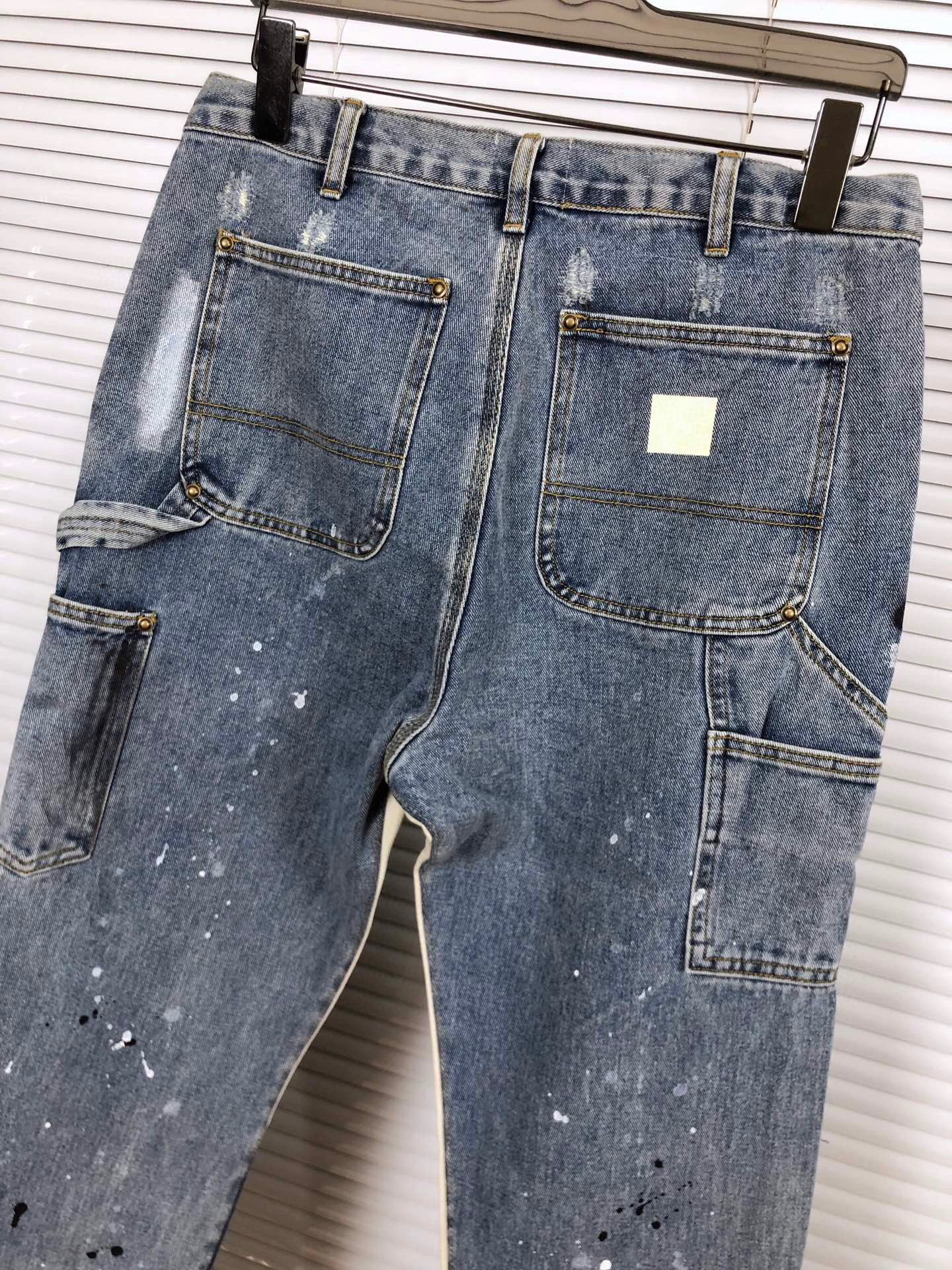 gallery dept复古泼墨涂鸦微喇叭解构拼接阔腿工装牛仔裤男virgil