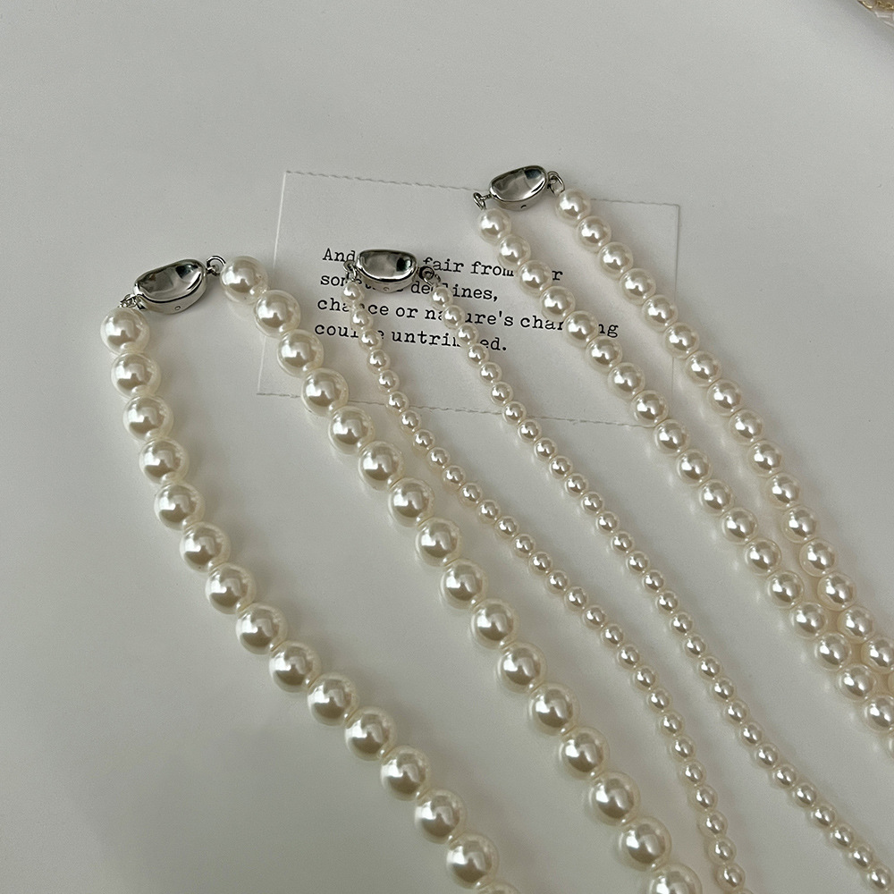 Korean Fever Same Pearl Necklace Ins Style Classic Yuanbao Knot Short Pearl Necklace Sweater Chain for Women